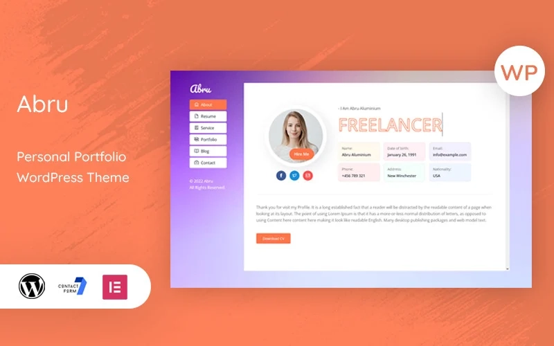 Abru Personal and Portfolio WordPress Theme 1.1 GPL Theme 1 Abru Personal and Portfolio WordPress Theme 1.1 GPL Theme