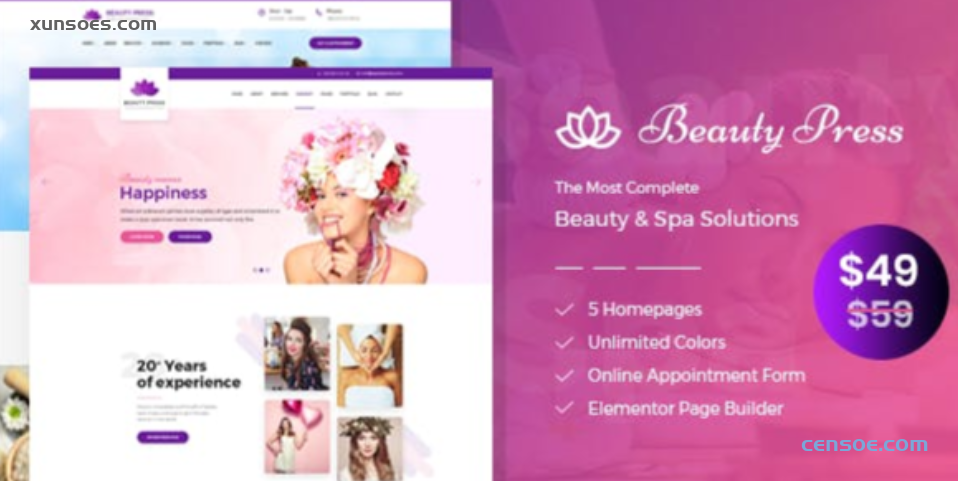 BeautyPress Beauty Salon Spa WordPress Theme 3.2 GPL Theme