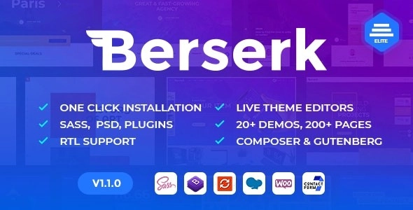 Berserk Business Portfolio Blog Corporate eCommerce Shop WordPress theme 1.2.5 GPL Theme