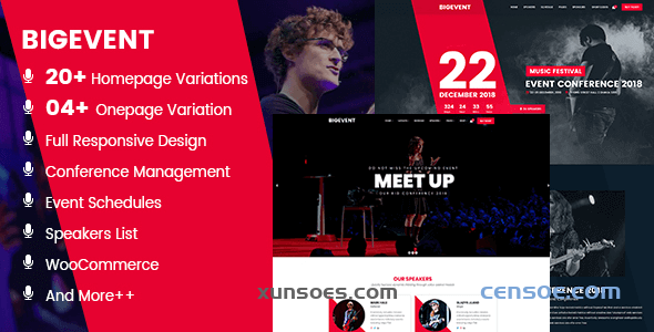 BigEvent- Conference Event WordPress Theme 2.4.8 GPL Theme