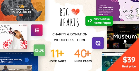BigHearts Charity Donation WordPress Theme 3.0.9 GPL Theme