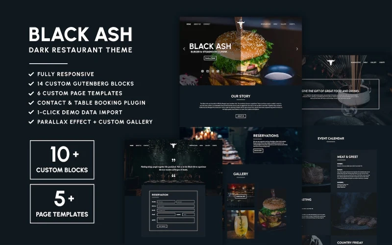 Black Ash Dark Restaurant WordPress Theme 1.0.3 GPL Theme 1 Black Ash Dark Restaurant WordPress Theme 1.0.3 GPL Theme