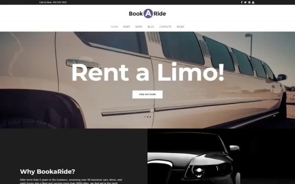 BookaRide Limousine Car Rental Services WordPress Theme 1.0.0 GPL Theme