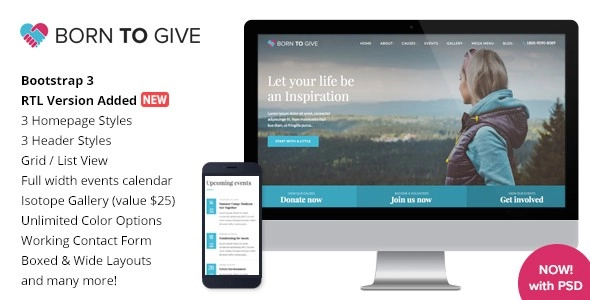 Born To Give Charity Crowdfunding WP Theme 3.0 GPL Theme