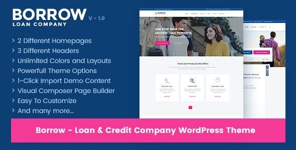 Borrow Loan Company Responsive WordPress Theme 1.5.5 GPL Theme