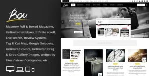 Bou = Masonry Review Magazine Blog WordPress Theme 3.2 GPL Theme