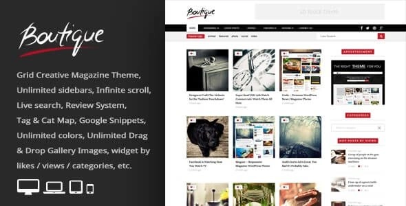 Boutique Grid = Creative Magazine WordPress Theme 2..8 GPL Theme