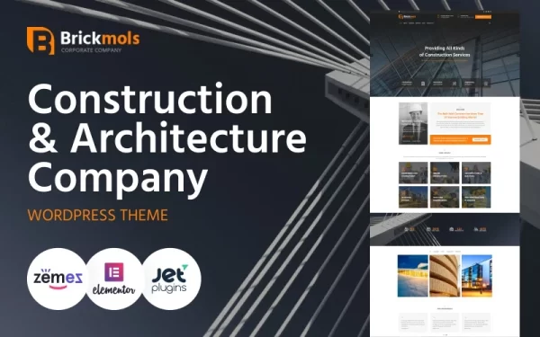 Brickmols Responsive Construction Architecture Company WordPress Theme 1.0.4 GPL Theme
