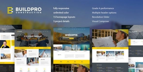 BuildPro Business, Building Construction WordPress Theme 1.1.3 GPL Theme