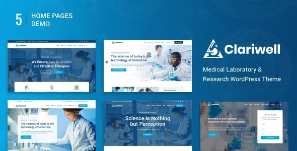 Clariwell – Medical Laboratory Research WordPress Theme 1.0.2 GPL Theme