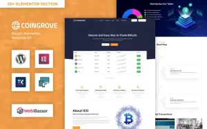 Coingrove Bitcoin Cryptocurrency Elementor WordPress Theme 1.0.0 GPL Theme