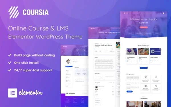 Coursia Course LMS WordPress Elementor Theme WordPress Theme 1.1.1 GPL Theme
