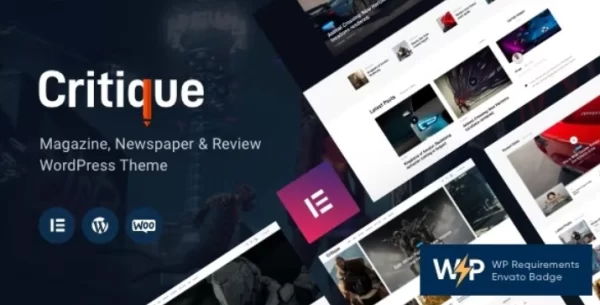 Critique Magazine, Newspaper Review WordPress Theme 1.2.0 GPL Theme