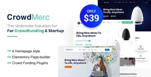 Crowdmerc Crowdfunding Startup Fundraising WordPress Theme 2.4 GPL Theme