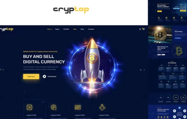 CrypTop ICO Landing and CryptoCurrency WordPress 1.0.6 GPL Theme