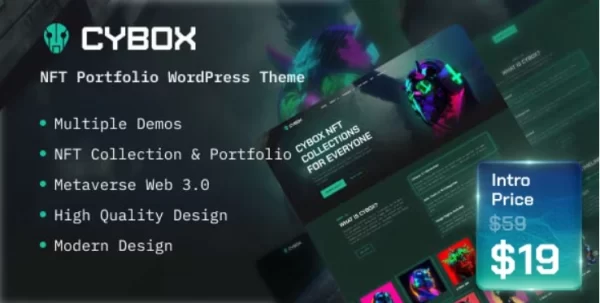 Cybox NFT Portfolio-Affiliate WordPress Theme 1.0.0 GPL Theme