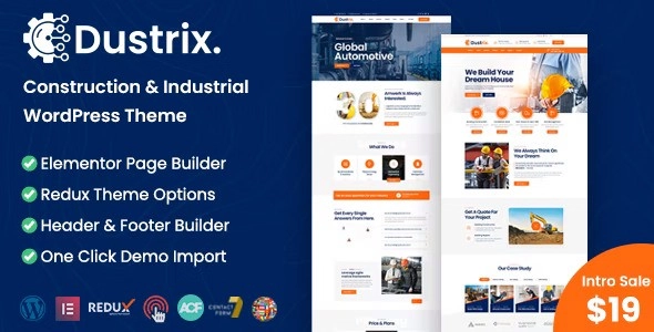 Dustrix Construction and Industry WordPress Theme 1.5.0 GPL Theme