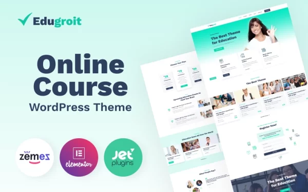 Edugroit Online Course Website Template WordPress Theme 1.0.1 GPL Theme
