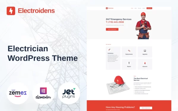 Electroidens Electrician website with WordPress Elementor Theme WordPress Theme 1.0.0 GPL Theme