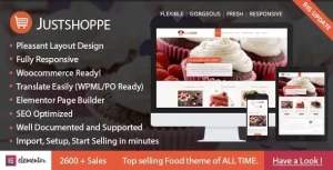 Elementor Cake Bakery WordPress Theme Justshoppe 12.3 GPL Theme