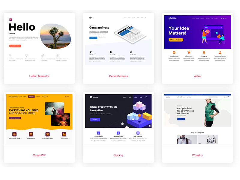 Elementor页面编辑器提供的官方主题 80多种设计元素 建立加载速度更快的网站
