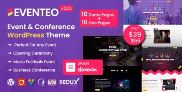 Eventeo Event Conference WordPress Theme 2.8.3 GPL Theme