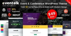 EvnTalk Event Conference WordPress Theme 1.7.1 GPL Theme