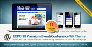 Expo18 Responsive Event Conference WordPress Theme 1.2.4 GPL Theme