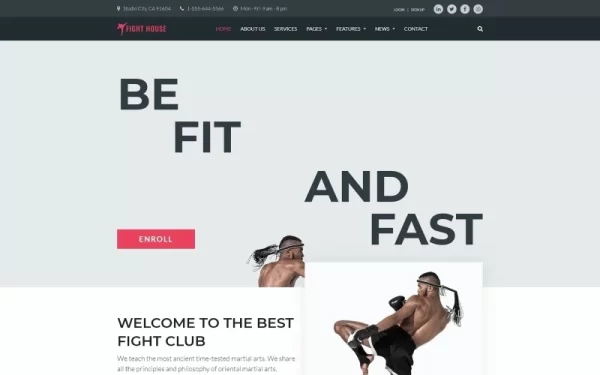 Fight House Brutal Martial Arts Club WordPress Theme 1.0.1 GPL Theme