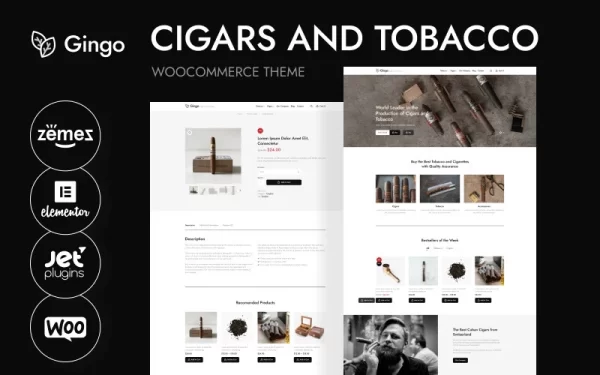 Gingo Cigars and Tobacco WordPress Theme 1.0.1 GPL Theme