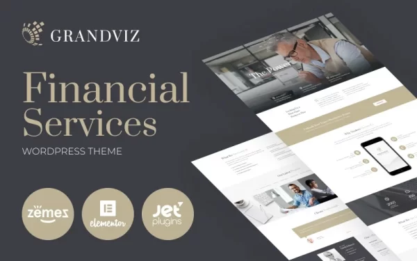 Grandviz Financial Company Premium WordPress Theme 1.0.1 GPL Theme
