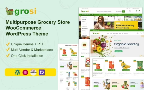 Grosi Grocery Store WooCommerce WordPress Theme 1.1.9 GPL Theme
