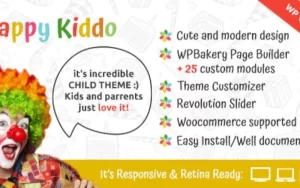 Happy Kiddo Multipurpose Kids WordPress Theme 1.0.0 GPL Theme