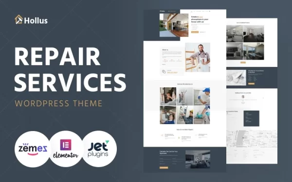 Hollus Repair Services Multipurpose Modern WordPress Elementor Theme WordPress Theme 1.0.1 GPL Theme