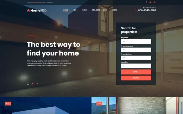 HomePro Real Estate Portal WordPress Theme 1.0.0 GPL Theme