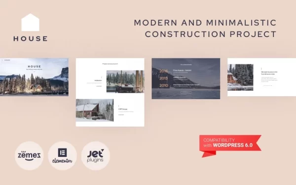 House Modern And Minimalistic Construction Project Website WordPress Theme 1.0.1 GPL Theme