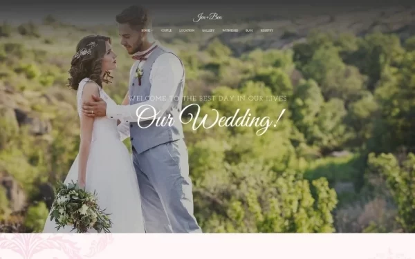 Jen+Ben One Page Wedding WordPress Theme 1.0.0 GPL Theme