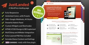 JustLanded WordPress Landing Page 1.7.0 GPL Theme