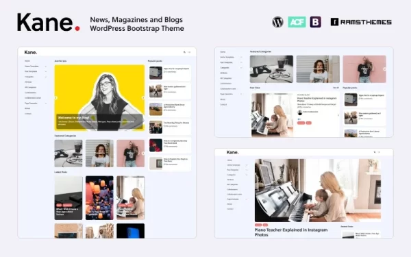 KANE News Magazine Blog Bootstrap WordPress Theme 1.0.0 GPL Theme