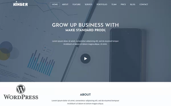 Kinger Personal Business Portfolio Landing WordPress Theme 1.0.0 GPL Theme