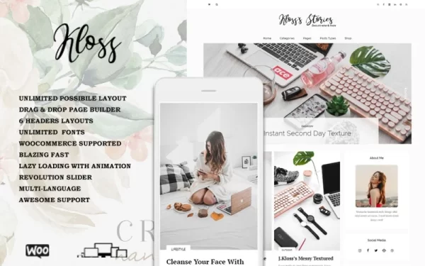 Kloss Elegant WordPress Blog Theme WordPress Theme 1.1.6 GPL Theme