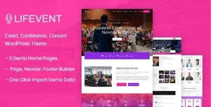 Lifevent Event Conference WordPress Theme 1.1.4 GPL Theme