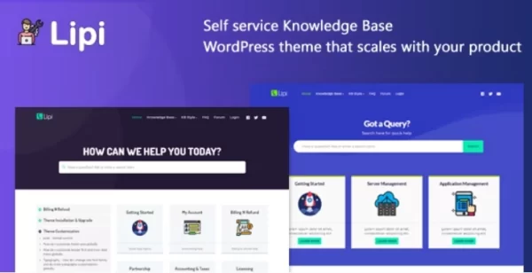 Lipi Self Service Knowledge Base and Creative WordPress Theme 1.5 GPL Theme