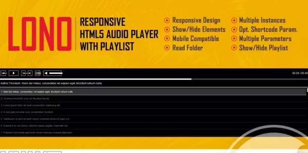 Lono Responsive HTML5 Audio Player With Playlist 1.3.1 GPL Plugins