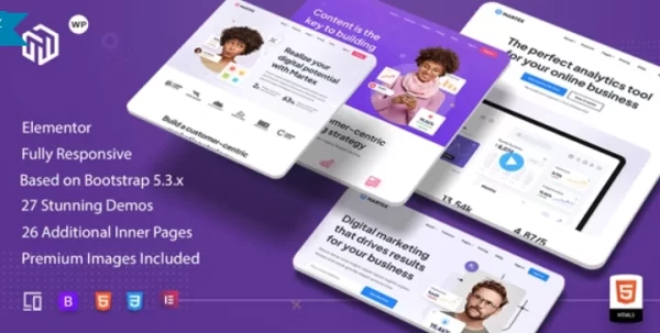 Martex Software, SaaS Startup Landing Page WordPress Theme 1.0.5 GPL Theme