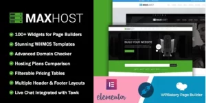 MaxHost Web Hosting, WHMCS and Corporate Business WordPress Theme with WooCommerce 9.7.8 GPL Theme