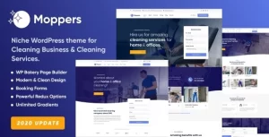 Moppers Cleaning Company and Services WordPress Theme 2.1.5 GPL Theme