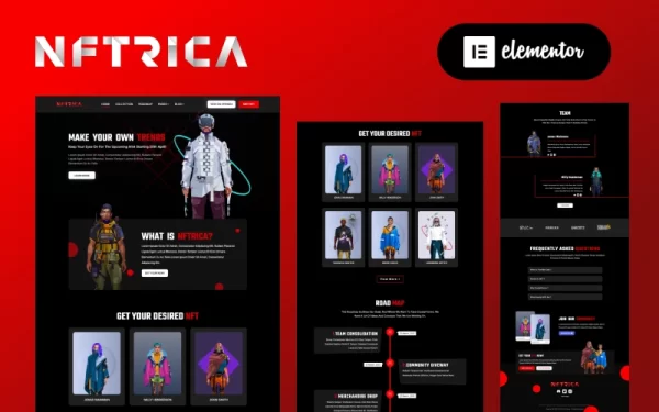 NFTRICA NFT Project Artist Showcase Elementor WordPress Theme 1.0.0 GPL Theme