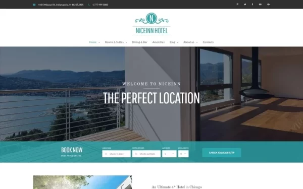 NiceInn Small Hotel Responsive WordPress Theme 1.0.0 GPL Theme