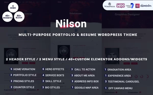 Nilson Multipurpose Personal Portfolio Resume WordPress Theme 1.0.0 GPL Theme